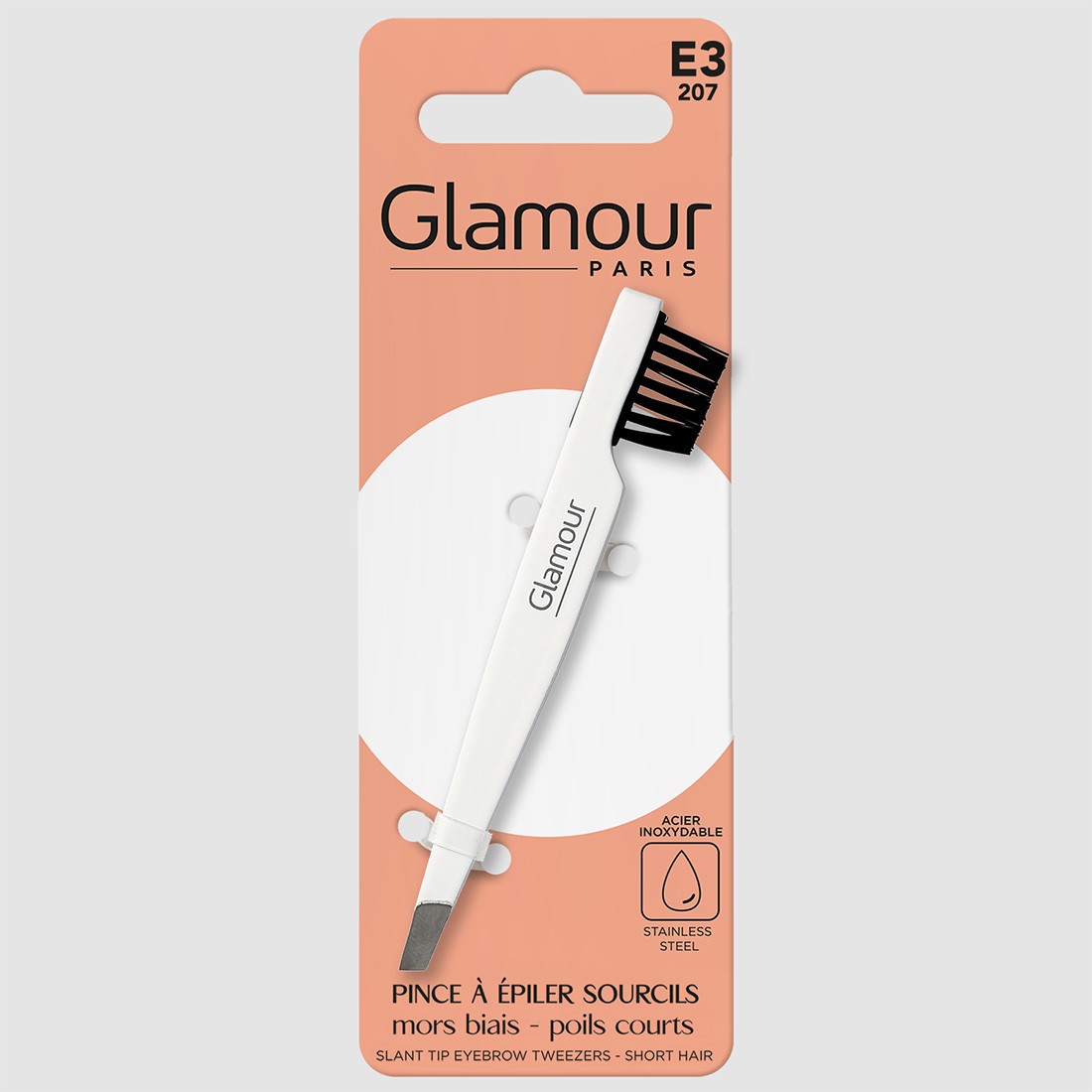 Pince à épiler inox avec brosse sourcils